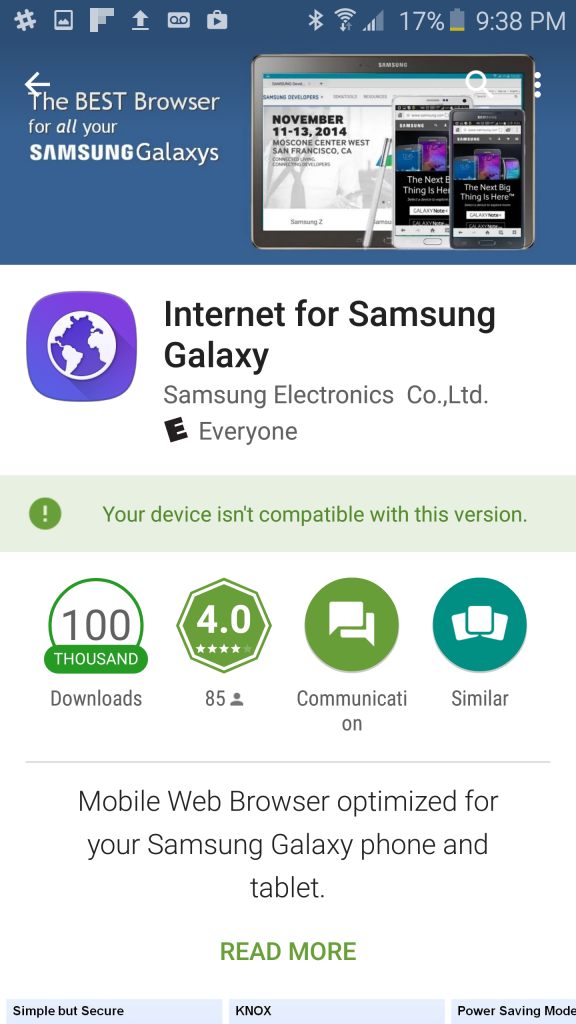 Galaxy browser app for the S6, S6 edge, S6 edge+, and Note5