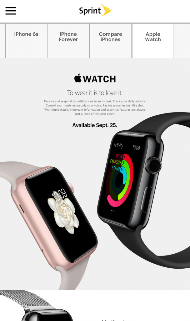 Apple Watch Sprint iPhone 6s pre-order announcement