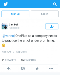 Carl Pei OnePlus Twitter comment