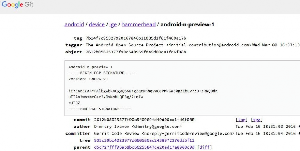 Android N Nexus 5 code