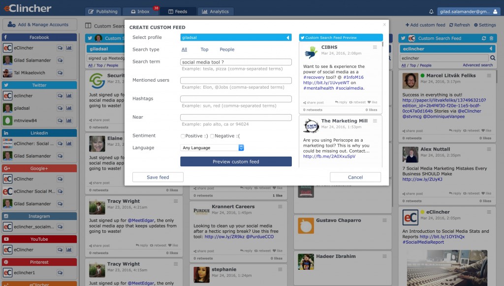 eClincher Outreach Feeds