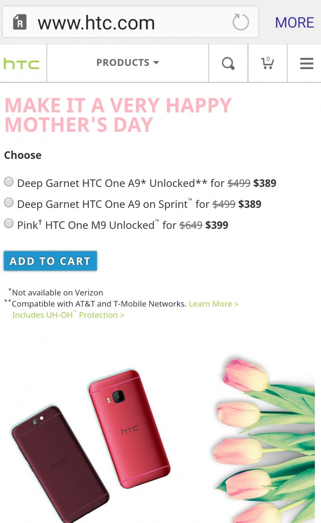 HTC One M9, A9 deal for Mother's Day 2016