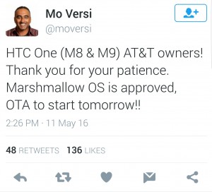 AT&T HTC One M9, M8 Android Marshmallow