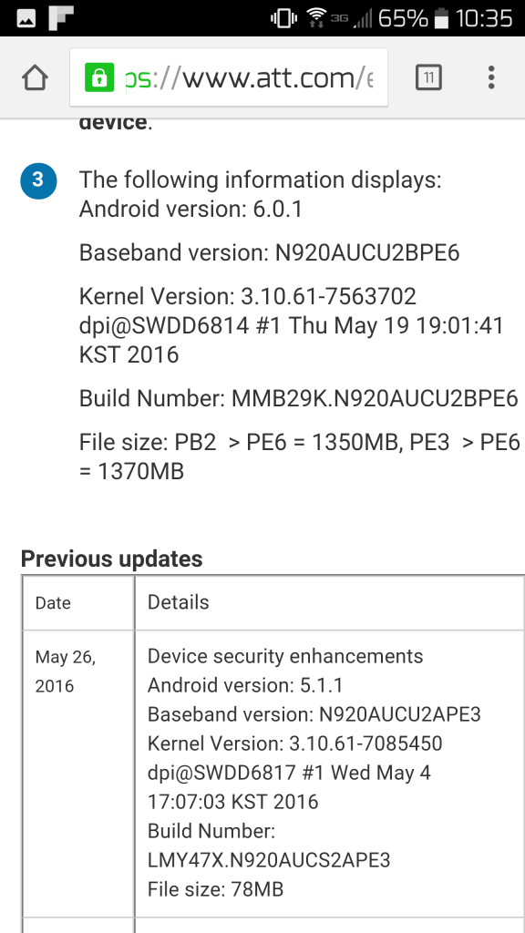 AT&T Galaxy Note 5, Galaxy S6 edge Plus Marshmallow update