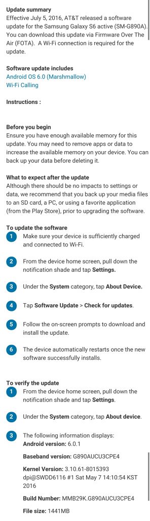 Galaxy S6 Active Marshmallow update released by ATT