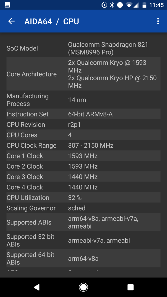 Pixel XL processor and RAM