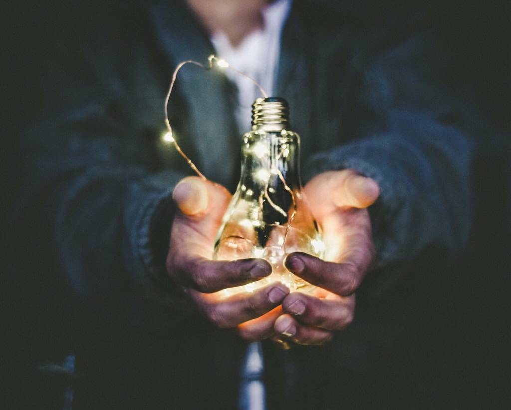 light bulb in hand